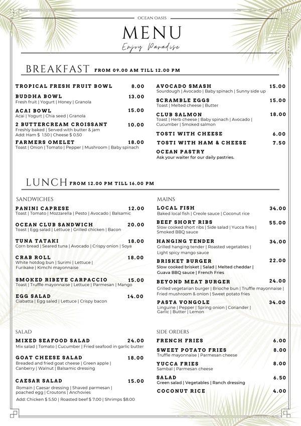 Lunch Ocean Oasis